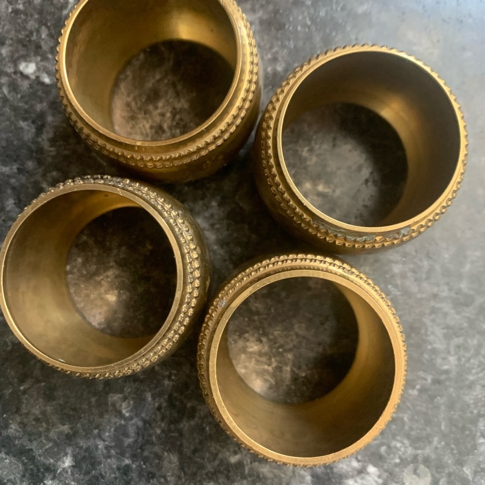 Set of Four Vintage Brass Napkin Rings